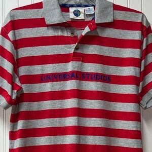 90s Universal Studios Stripe Polo Shirt M Vintage